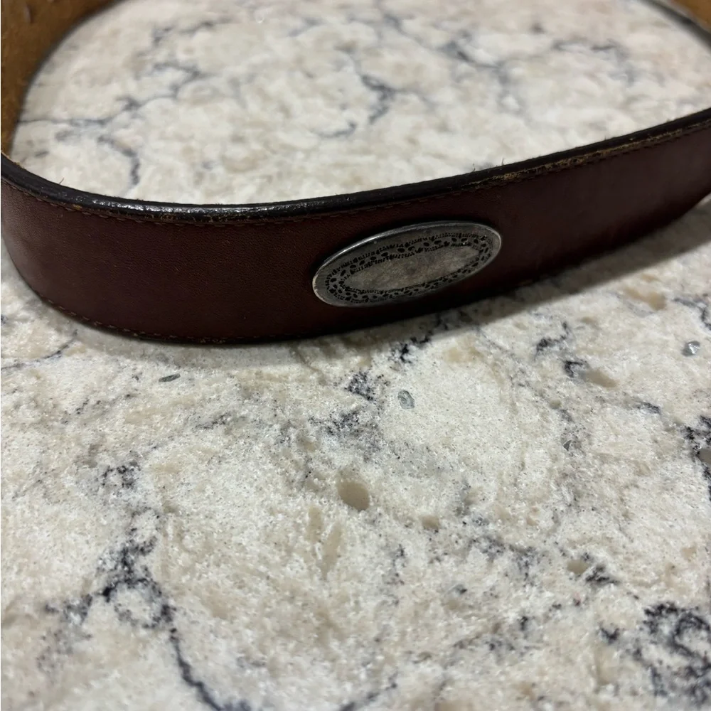 Brighton Brown Leather Western-Style Belt 30 with Silver Western Buckle - Picture 3 of 10